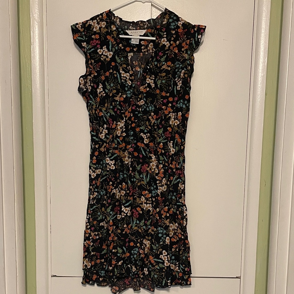 Apricot Floral Black Dress women’s 12